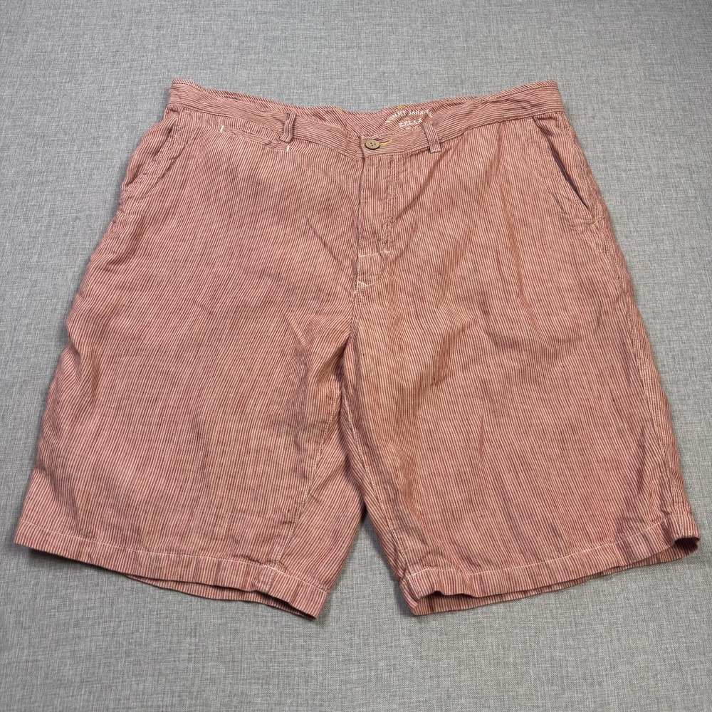 Tommy Bahama Chino Shorts Mens 40 Pink Linen Striped Relax 7 Inseam Lightweight